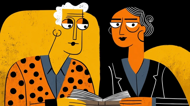 Wise Man and Woman Dialogue Illustration