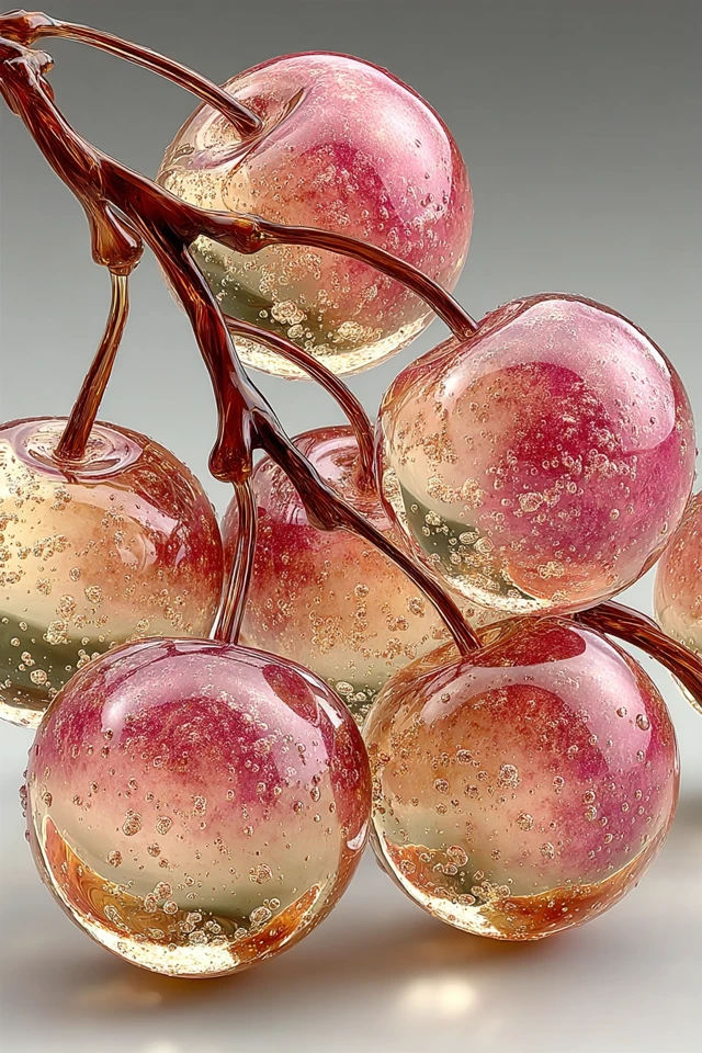 Glass Peaches Macro Photo Realistic