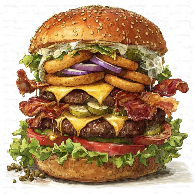 Gourmet Burger Illustration Delicious and Rich