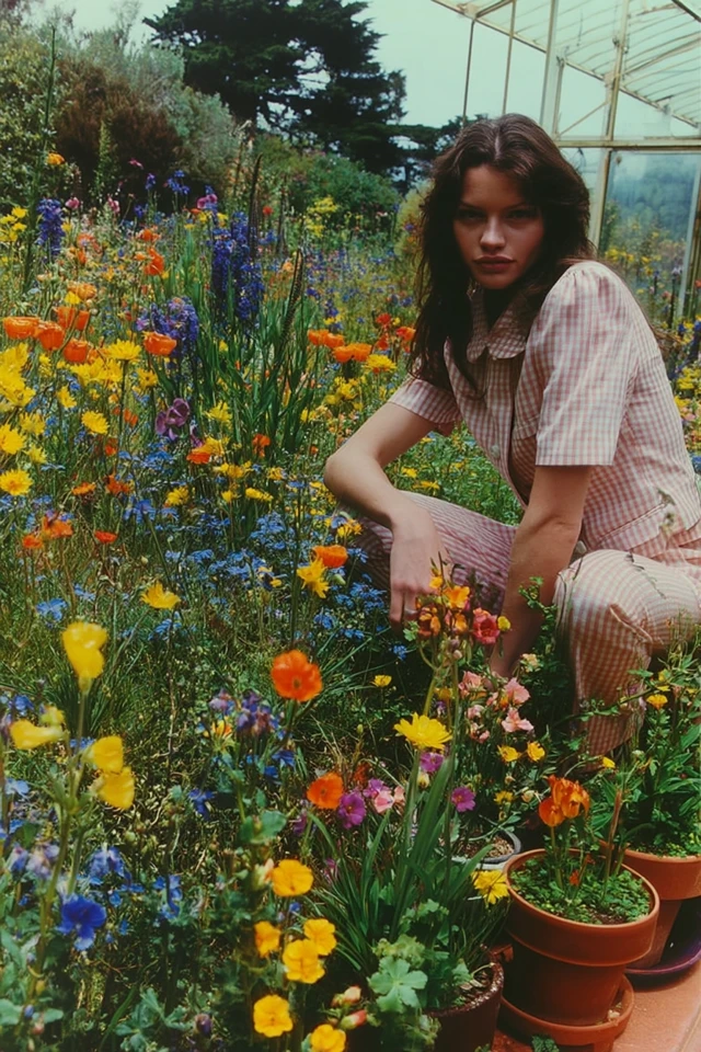 Young Woman in Garden Martin Parr Style