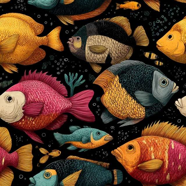 Cartoon Tropical Fish Hand Drawn Illustration
