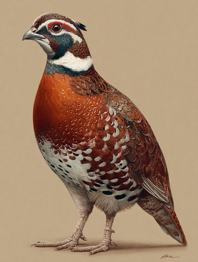 Bobwhite Grouse Watercolor Painting Elegant Bird Art