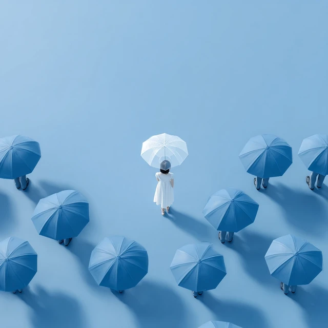 People with Umbrellas Birdseye View Photography