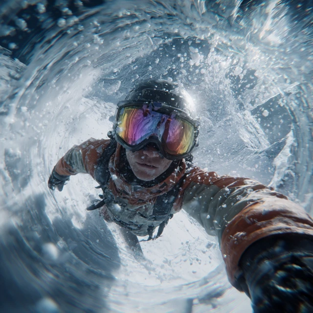 Cyberpunk Snowboarder in Avalanche