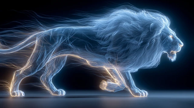 Electric Lion Majestic Futuristic Art