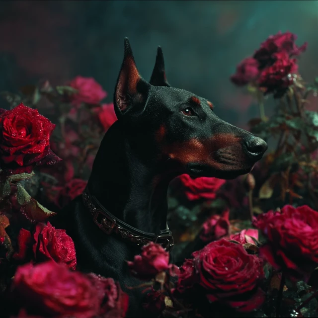 Doberman Among Black Roses Music Cover