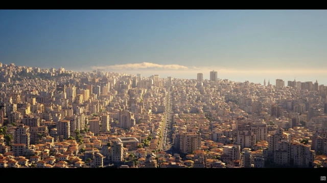 Lebanese City Pixar Style Aerial View