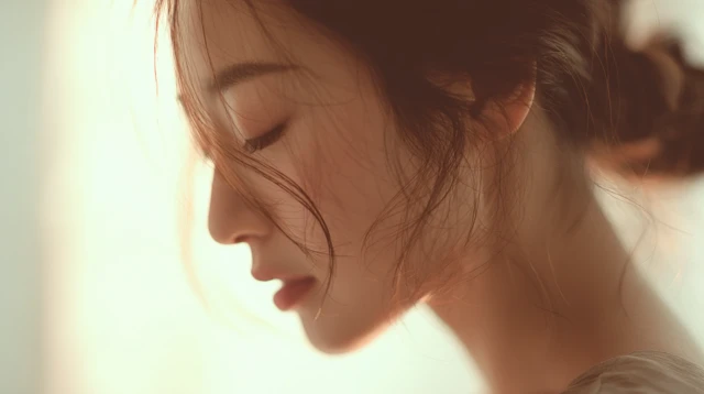 Korean Woman Side Profile With Eyes Closed