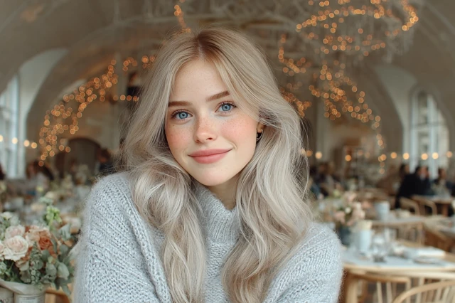Blonde Influencer in Cafe Portrait
