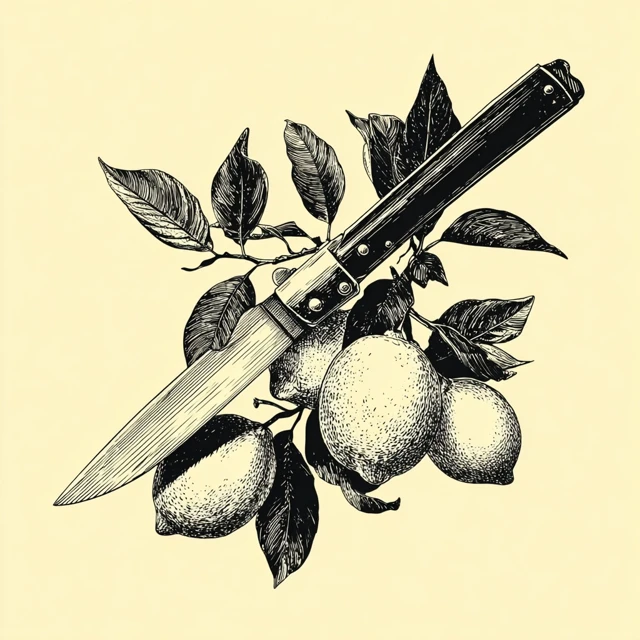 Switchblade Knife and Lemons Illustration
