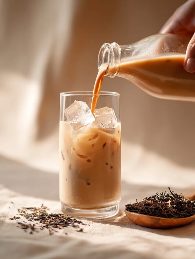 Iced Milk Tea Pouring Refreshing Drink