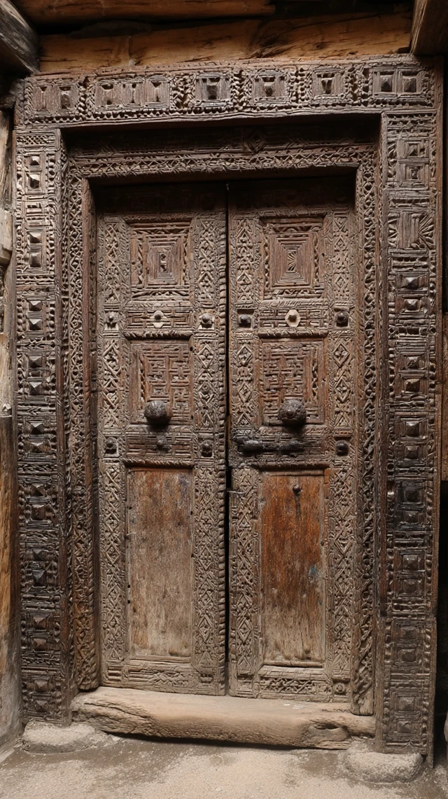 Intricately Carved Wooden Door Design