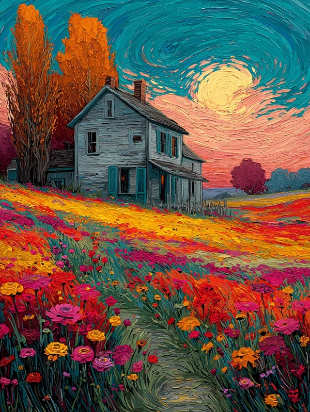 Van Gogh Cottage Garden Painting