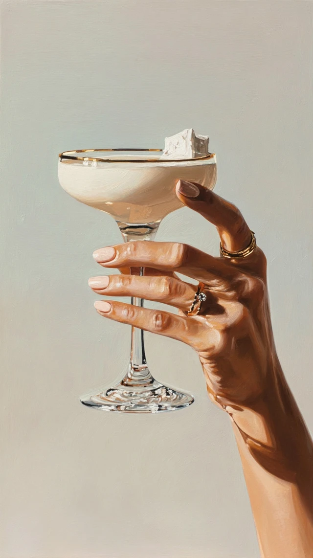 Hand Holding Espresso Martini Painting Art