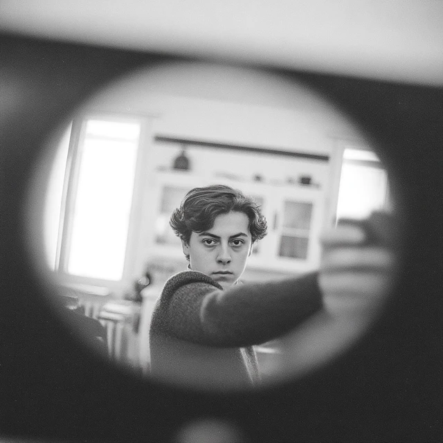 Carl Wallin Portrait Looking at Camera with Mirror