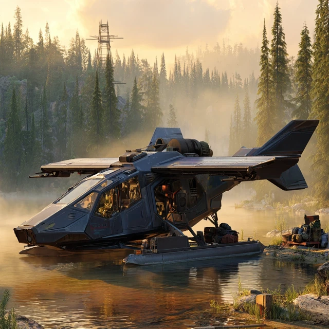 Crow Mk II Omega Futuristic Aircraft at Dawn
