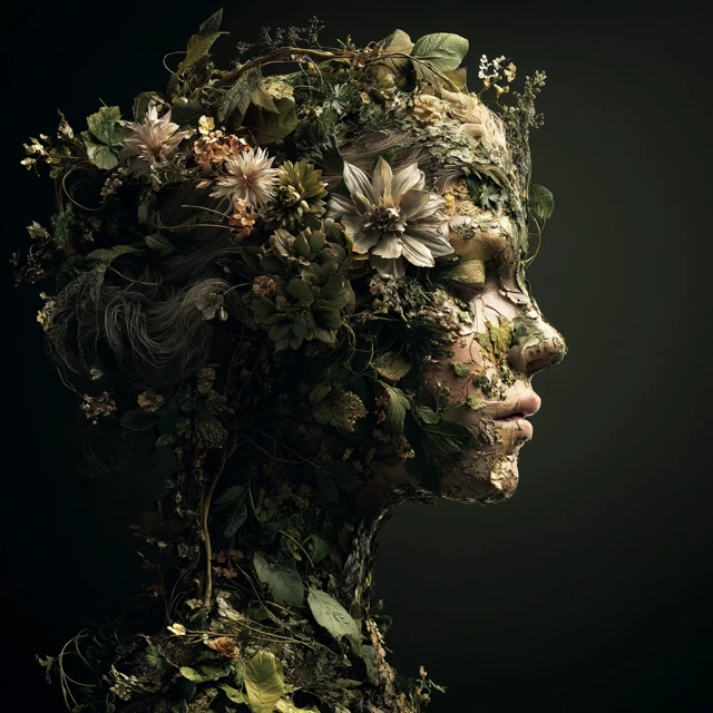 Woman Blends With Nature Dreamlike Portrait