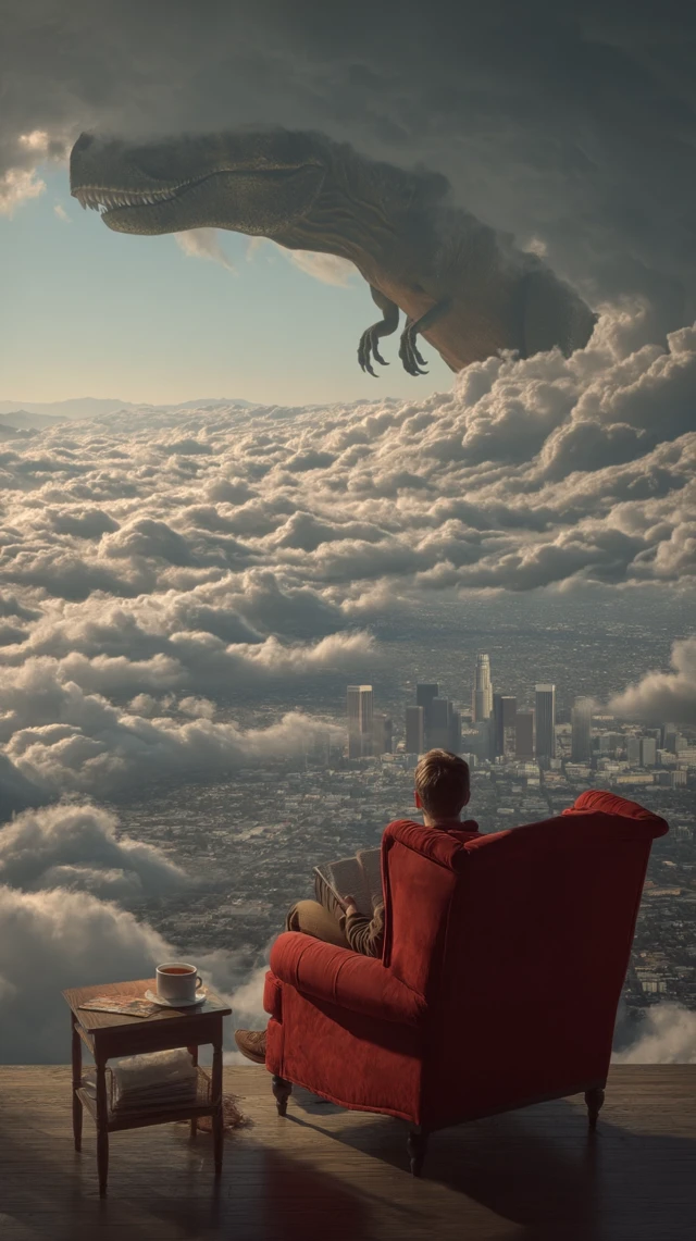 Dream Scene: Dinosaur Movie Above Los Angeles