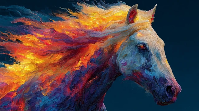 Fiery Horse Digital Artwork