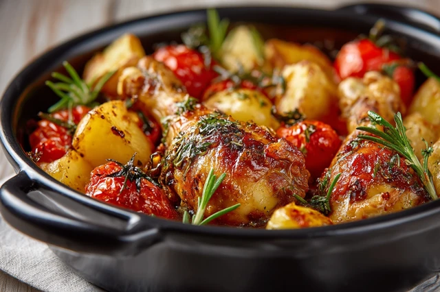 Chicken Drumsticks with Tomatoes and Potatoes Food Photo