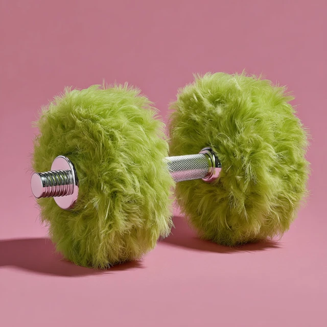 Feather Dumbbell Neon Green Background Fitness
