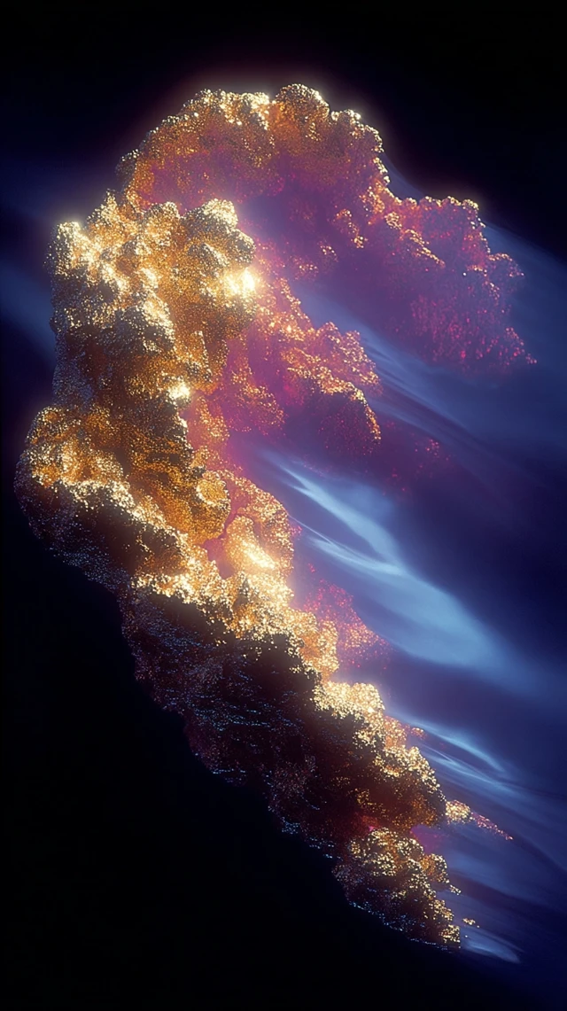 Golden Cloud Abstract Art Digital Illustration