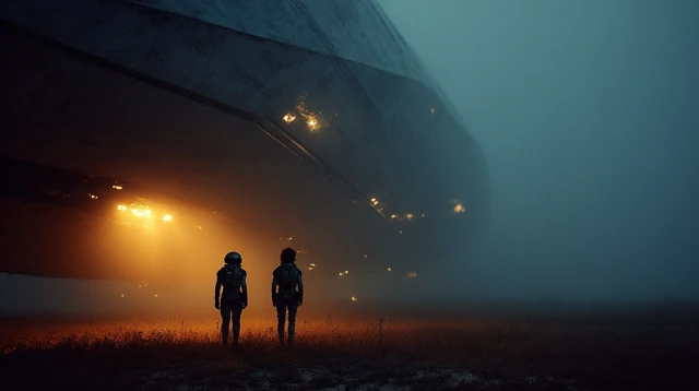 SciFi War Cinematic Still Humans vs Aliens