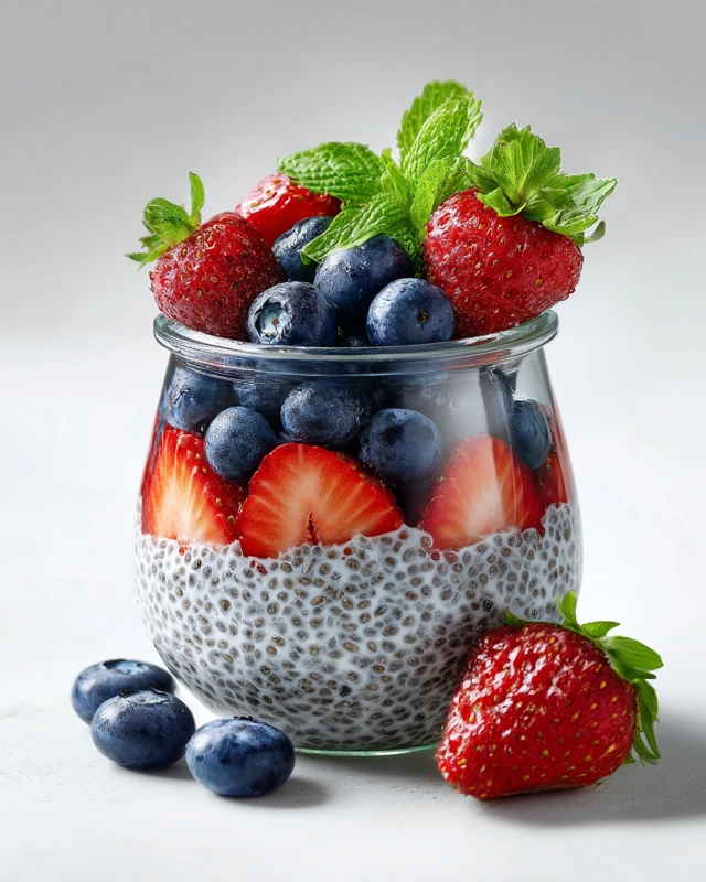 Chia Seed Pudding with Berries Food Photography