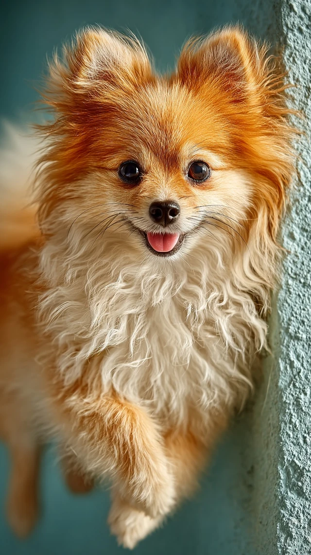 Cute Pomeranian Dog Running Toward You