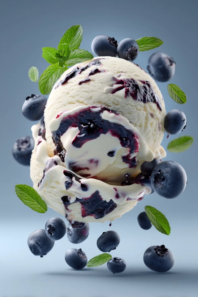 Blueberry Ice Cream Delight - Tasty Dessert Ad