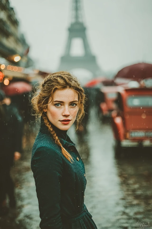 Parisian Beauty Rainy Day Portrait