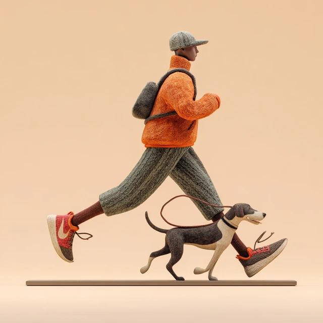 Man Running With Dog 3D Illustration