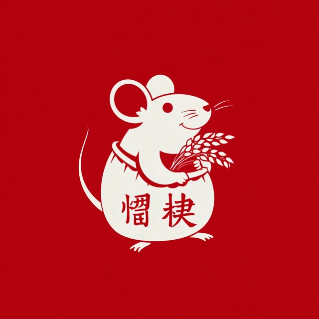 Mouse with Rice Logo Design Creative and Flat