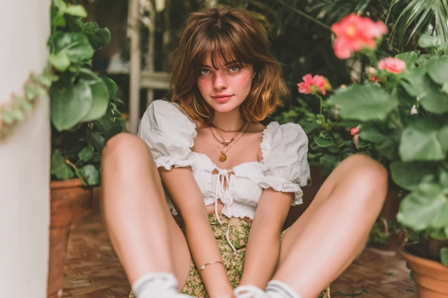 Beautiful Young Woman Surrounded by Plants Photography