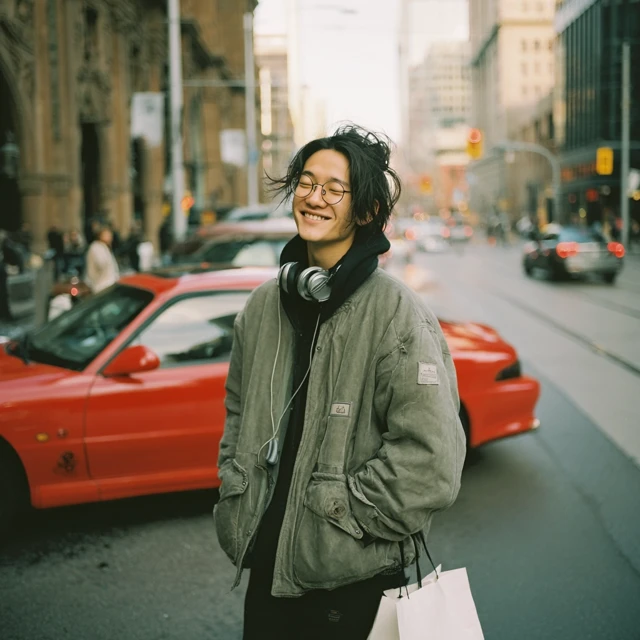 Smiling Young Man in Urban Street Photography