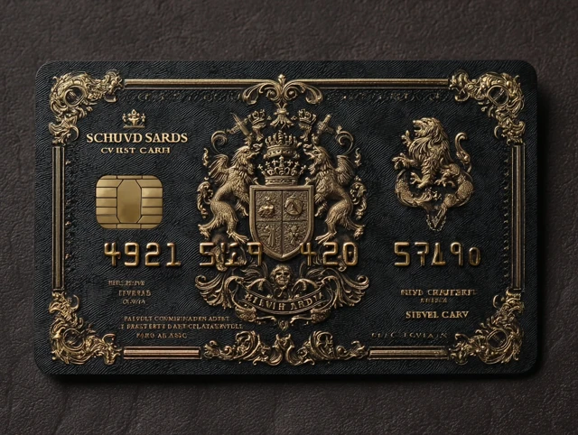 Luxury Black Metal Card with Gold Embossing Design
