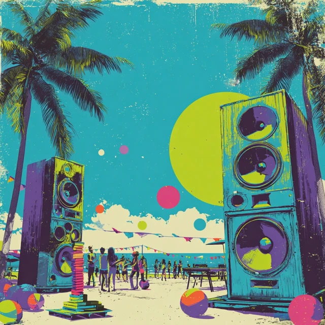 Beach Party Poster Illustration Retro Vibes