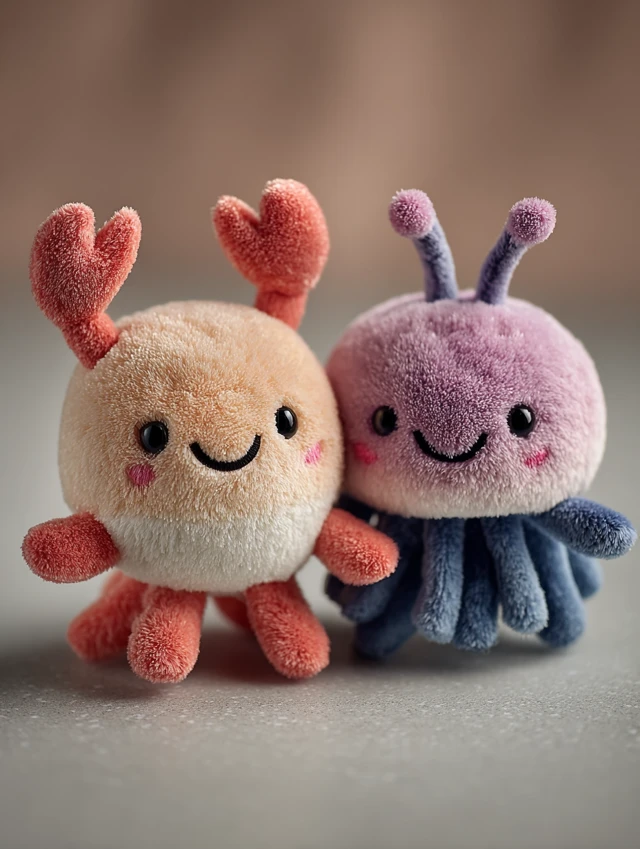 Cute Plush Crab and Jellyfish Dolls
