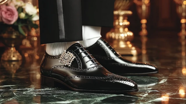 Elegant Oxford Shoes on Marble Floor - Fashion Photography