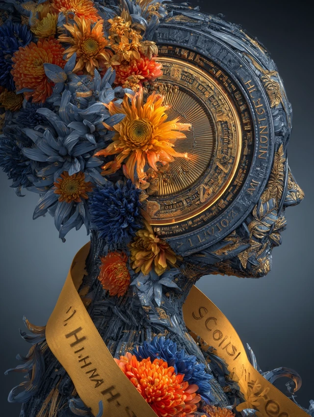Mental Health Awareness: Floral Head Silhouette