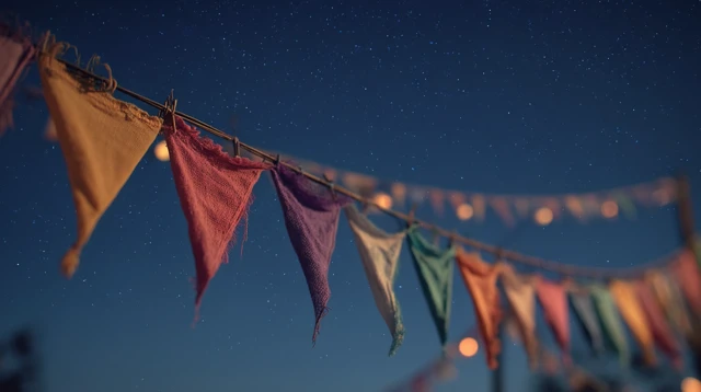 Sao Joao Festival Flags Under Starry Sky