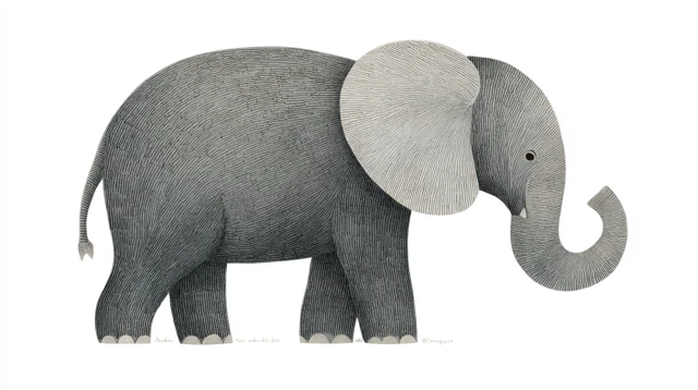 Minimalist Elephant Illustration in Gouache