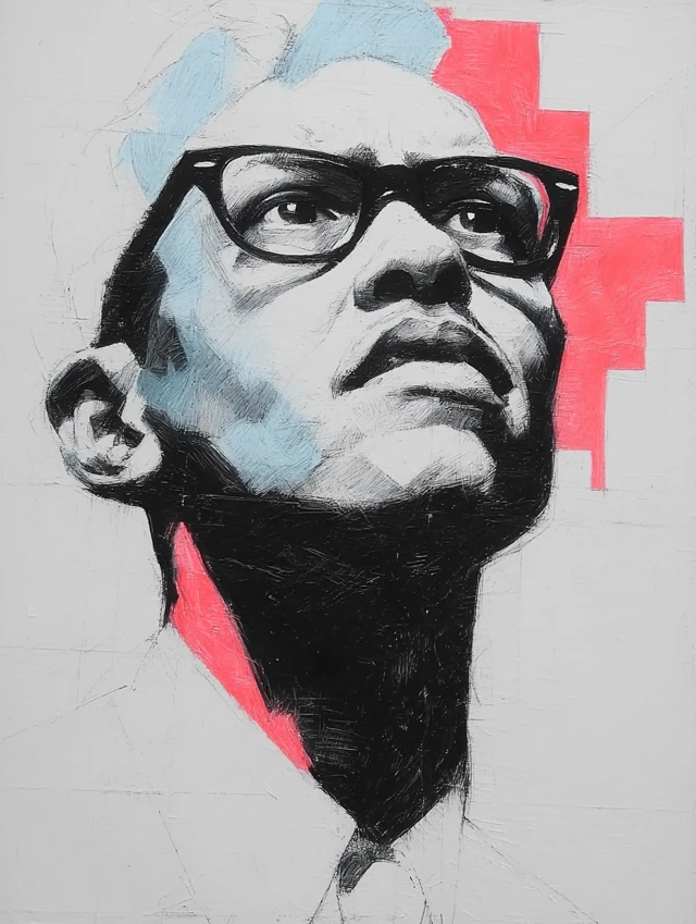 Stencil Portrait Art with Bold Colors