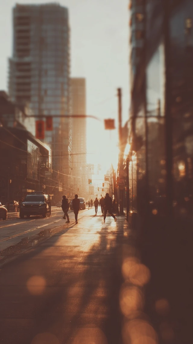 Golden Hour City Street Photography Dreamy Scene