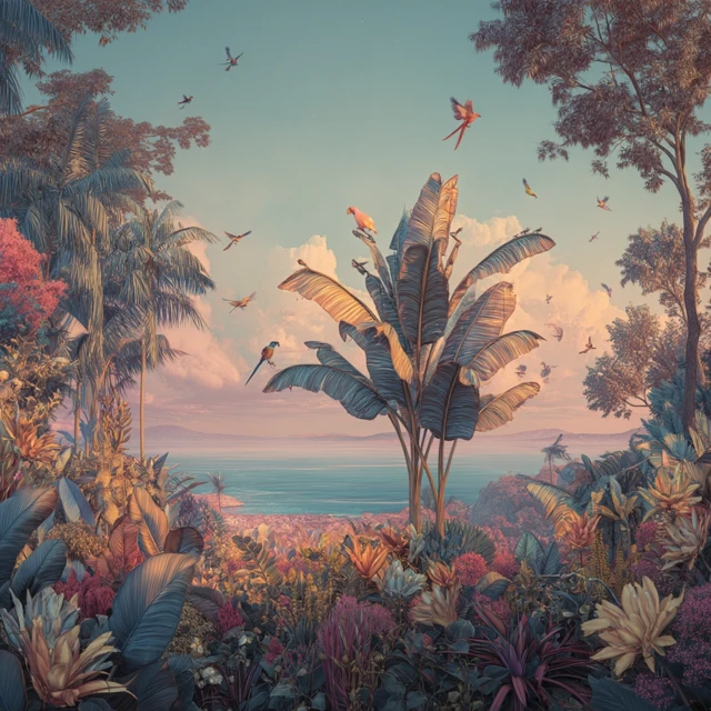Dreamy Seaside Garden Artwork