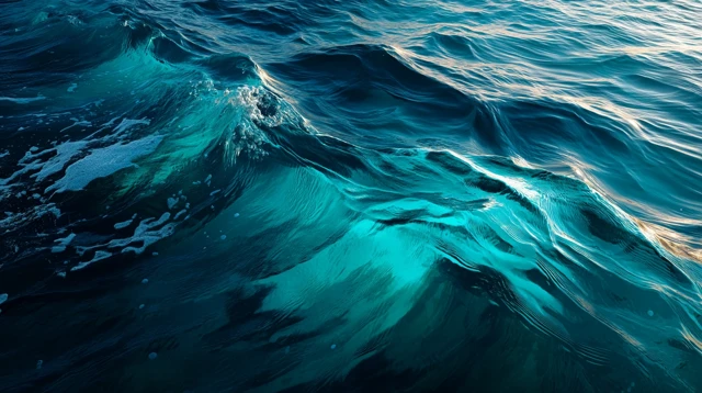 Ocean Waves Deep Blue Teal Water HD 8K