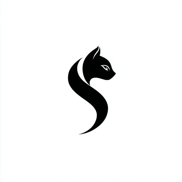 Cat Silhouette S Logo Minimalist Design
