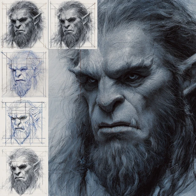 Orc Lion Fantasy Portrait Painting Sketch