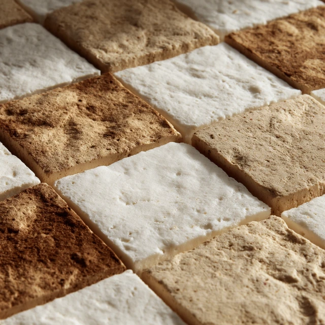 Oat and Milk Checkered Board Texture Studio Shot