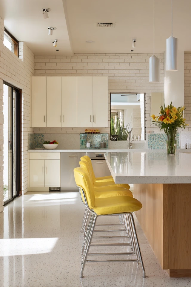 Mid Century Modern Kitchen Design White Minimalist